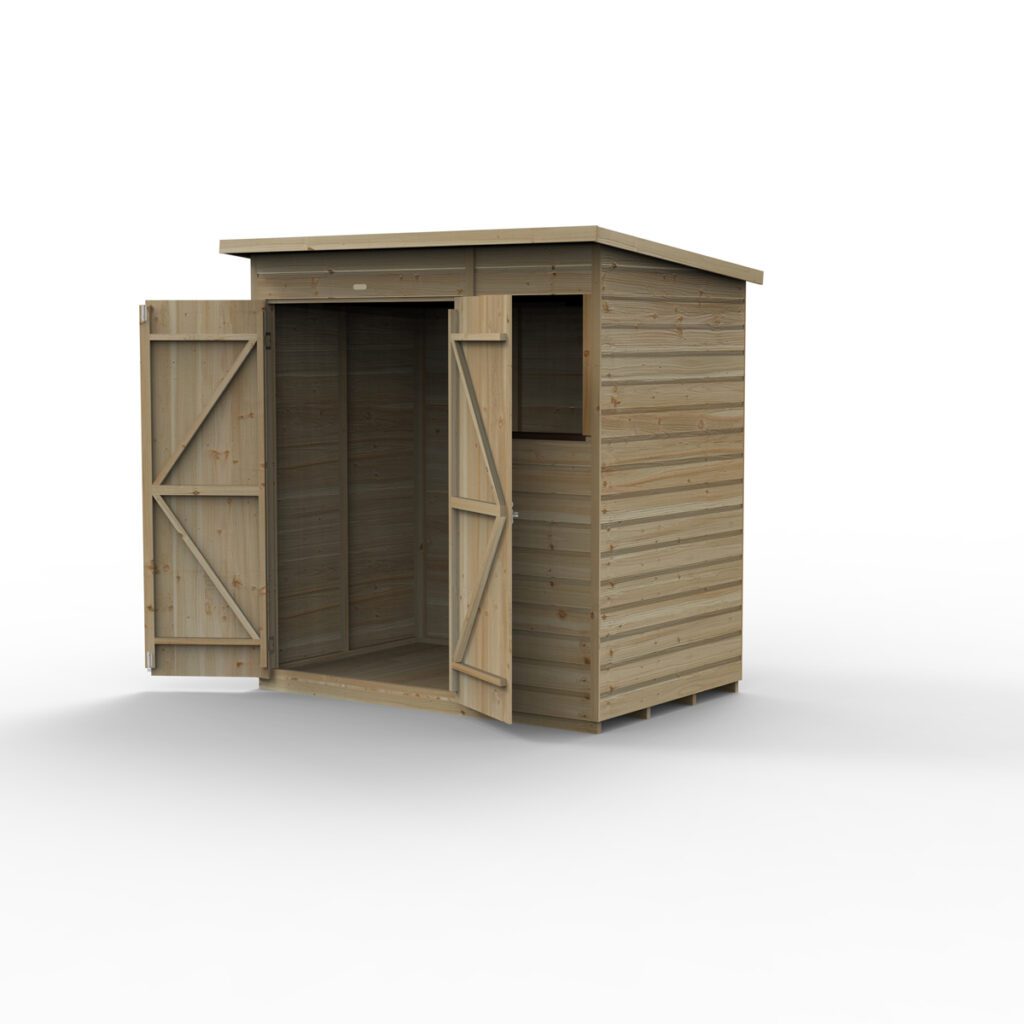 Beckwood 6×4 Pent Shed – 1 Window – Double Door 5013053204047 2